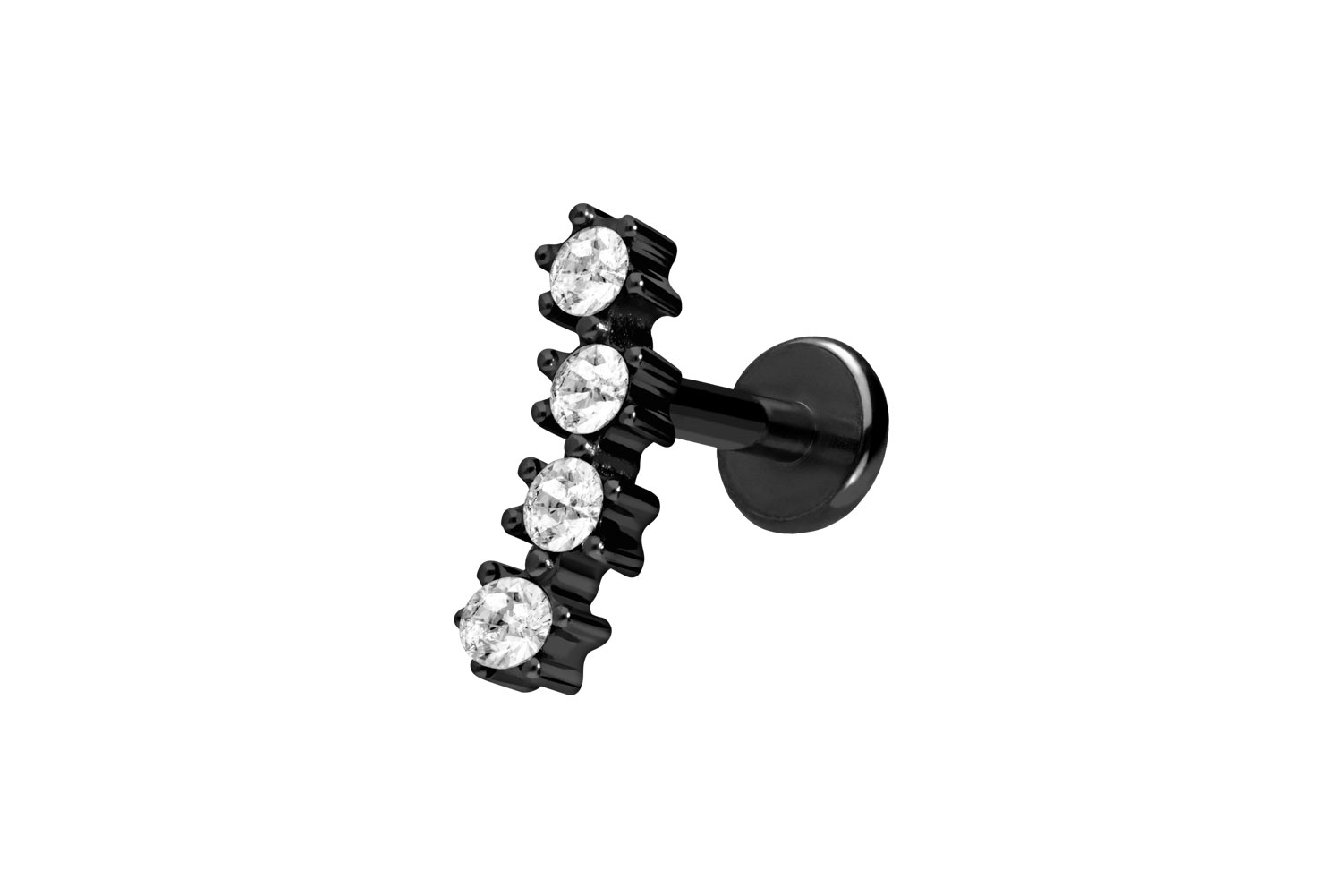 Titan Labret Piercing mit Push Fit 4 EINGEFASSTE KRISTALLE